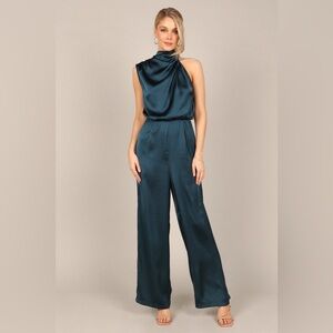 Petal & pup teal satin jumpsuit nwot